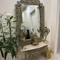 آیینه شمعدان طرح برنز (آلومینیوم )و ساعت ایستاده