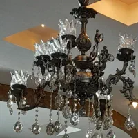 لوستر رنگ انتیک سالم نو۴شعله دوتایی|لوستر و چراغ آویز|مشهد, هفت تیر (حافظ)|دیوار