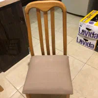 ۴ عدد صندلی چوبی کارکرده|صندلی و نیمکت|کیش, |دیوار