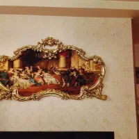 تابلو  مخمل طرح شام آخر دور قاب طلاکوبی