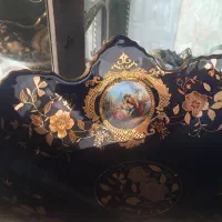 میوه خوری طرح سه دخترسورمه ای طلاکوب سایز بزرگ