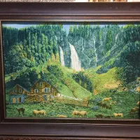 تابلو فرش دستباف کلاردشت چله ابریشم ۱۳۰*۱۰۰ golha