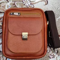 کیف دوشی چرم عسلی