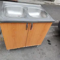 زیر سینک با سینک ظرفشویی دو لگن 60 در 80 فلزی