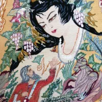 تابلو فرش نفیس دستبافت مینیاتور طرح دختر پاییز