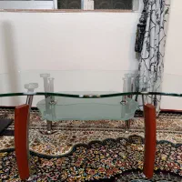 میز عسلی شیشه ای پایه فلزی