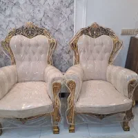 دوعدد مبل تکنفره استیل همراه جلو مبلی