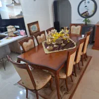 مبلمان چوب گردو کاردست ۹نفره با نهارخوری|مبلمان خانگی و میز عسلی|تهران, نیاوران|دیوار