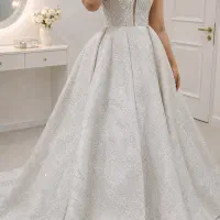 لباس عروس پشت بلند عربی کار شده