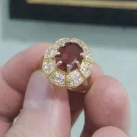 انگشتر طلا روس با نگین یاقوت گارنت طبیعی