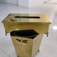 سطل و جا دستمالی استیل رنگ ثابت