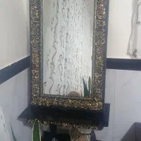 آینه وکنسولی زیر تلویزیونی ومبل ۷نفره با عسلی|مبلمان خانگی و میز عسلی|صحنه, |دیوار