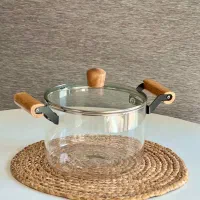 قابلمه پیرکس دسته چوبی