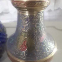 گلدان برنجی قلمکاری عطیقه|کلکسیون اشیاء عتیقه|ساوه, |دیوار