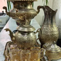 یک دست کامل سماور برنجی عتیقه