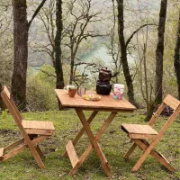 میز صندلی چوبی تاشو