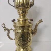 سماور زغالی شکاری همراه باقوری انتیک