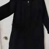 اورکت مشکی جنس پارچه فوتر قد ۸۹ و کمر خور