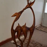 مجسمه غزال چوبی