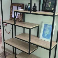 کتابخانه چوب و فلز بسیار با کیفیت و تمیز و نو|کتابخانه، شلف، قفسه‌های دیواری|شیراز, تلخ داش|دیوار