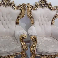 مبل ۹نفره چوب اصل با دوعدد عسلی و یک عدد میز وسط|مبلمان خانگی و میز عسلی|تهران, شهرک شریعتی|دیوار