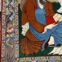 قالیچه زرونیم دستباف اصفهان جنس پشم و ابریشم|فرش|تهران, باغ خزانه|دیوار