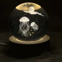 چراغ خواب گوی کریستالی با پایه چوبی عروس دریایی|چراغ خواب و آباژور|الیگودرز, |دیوار