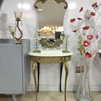 آینه کنسول آنتیک با شمعدان کریستال