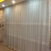 پرده پلیسه گل برجسته پارچه ترک مناسب پنجره سه متری