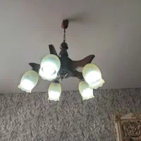 لوستر چوبی ۵ شاخه و دیوار کوب مدل خودش ۴ عدد|لوستر و چراغ آویز|تهران, آهنگ|دیوار