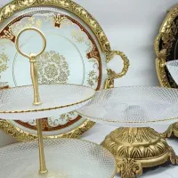 ظروف پذیرایی پایه دار ، پایه برنزی لب طلایی شطرنجی|ظروف سرو و پذیرایی|سبزوار, فیاض|دیوار