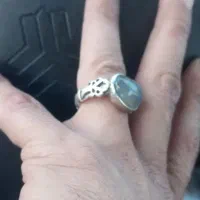 انگشتر نقره عقیق کبود کار دست نگین سنگ اصل با ارزش