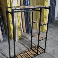 رگال لباس بغل ۲ طبقه جاکفشی  با چوب سوخته سندبلاست
