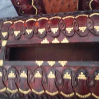 سطل و جا دستمال کاغذی چرم شتر مرغ