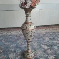 فروش فوری گلدان برنجی کشمیری میناکاری