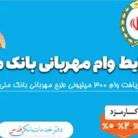 فروش وام بانک ملی طرح مهربانی 18ماهه
