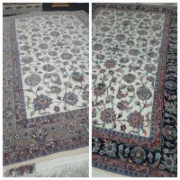 ۲ جفت 6متر فرش دستباف طرح افشان گل ابریشم اقساطی
