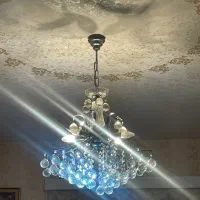 یک جفت لوستر استیل با توپیهای شیشه ای|لوستر و چراغ آویز|اردبیل, |دیوار