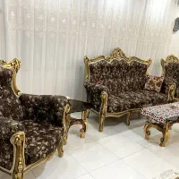 فروش مبل سلطنتی کارکرده ۹ نفره با جلو مبلی و عسلی