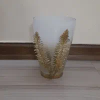 گلدان برنج شیک نو شیشه مات بزرگ