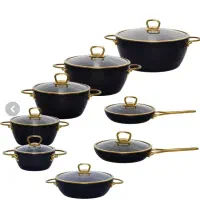 سرویس قابلمه ام جی اس ۱۶ پارچه چدن یراق طلایی