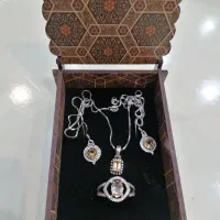 ست نقره 925 خارجی با نگین سنگ سیترین اصل|جواهرات|شیراز, هفت تنان|دیوار
