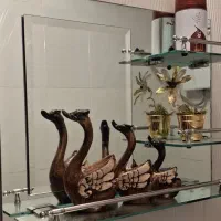 آینه سرویس بهداشتی و جا حوله ای بدون شکستگی سالم