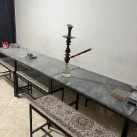 تعدادی میز فلزی باصفحه سنگی ونیمکت فلزی مفروش|صندلی و نیمکت|گرگان, |دیوار