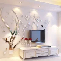 دکوراتیو دیواری طرح آینه دفرمه نشکن پشت تی دیوارtv