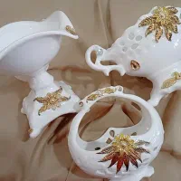 ظروف پذیرایی سه تیکه سالم و نو بدون شکستگی و زدگی