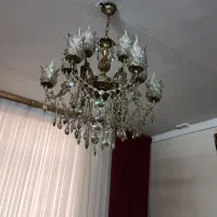 لوستر برنزی شش شاخه دوازده شعله|لوستر و چراغ آویز|قزوین, |دیوار