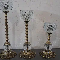 سه عدد شمعدان پایه برنز قدیمی