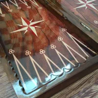 تخته نرد چوب روس با کیفیت با مهره نرد و تاس و کاور
