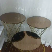 میز عسلی طلایی سه تیکه
